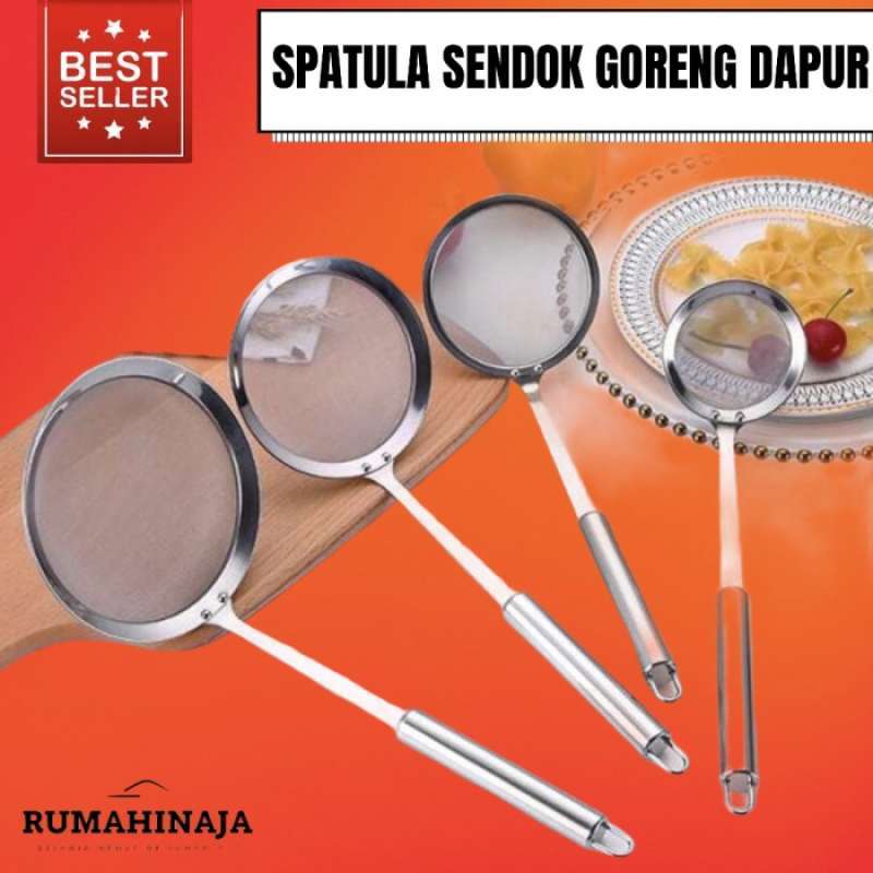 Jual Spatula Sendok Jaring Goreng Dapur Strainer Saringan Stainless