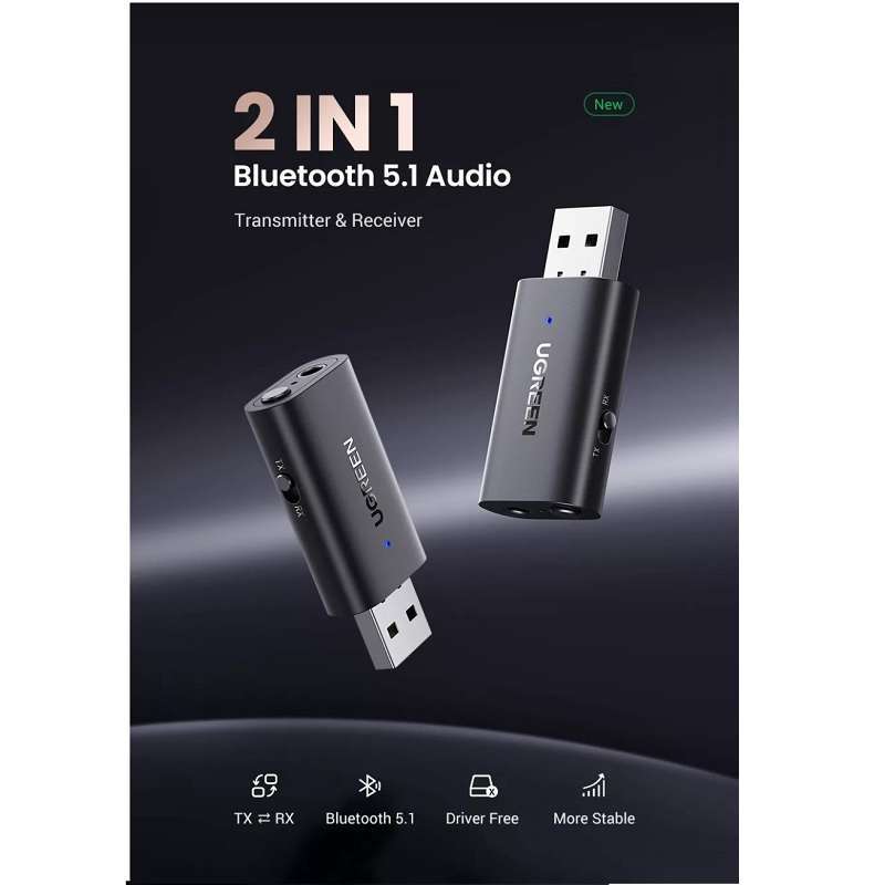 Promo UGREEN Bluetooth 5.1 Transmitter Receiver 2 in 1 Wireless 60300