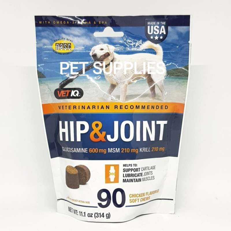 Jual Vitamin Anjing Vetiq Hip & Joint Glucosamine Plus Omega 3 (Usa) di Seller DENTA PET SHOP