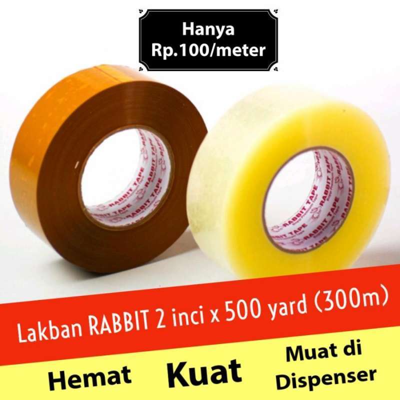 Jual Lakban Rabbit Packing Tape 2 Inch Jumbo 500 Yard 300 Meter di
