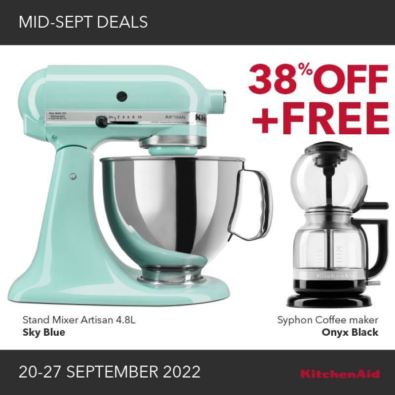 Jual KitchenAid Stand Mixer Artisan 4.8 L Ice Blue FREE siphon Brewer