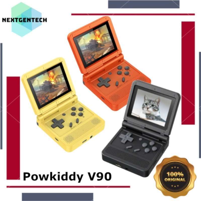 Promo POWKIDDY V90 Retro Flip Handheld Game Console Compact 3.0 Inch IPS Diskon 16 di Seller