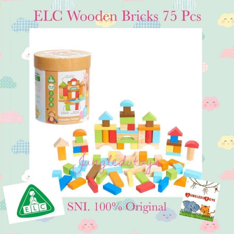 Jual ELC Bricks 75 Pcs Original Wooden Blocks Mainan Edukasi BalokKayu