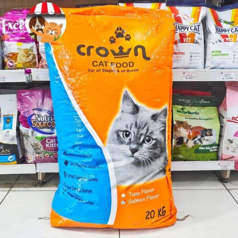 Promo Makanan Kucing - Crown Cat Food Salmon 20kg - KHUSUS EKPEDISI JNE JNT Diskon 1% di Seller