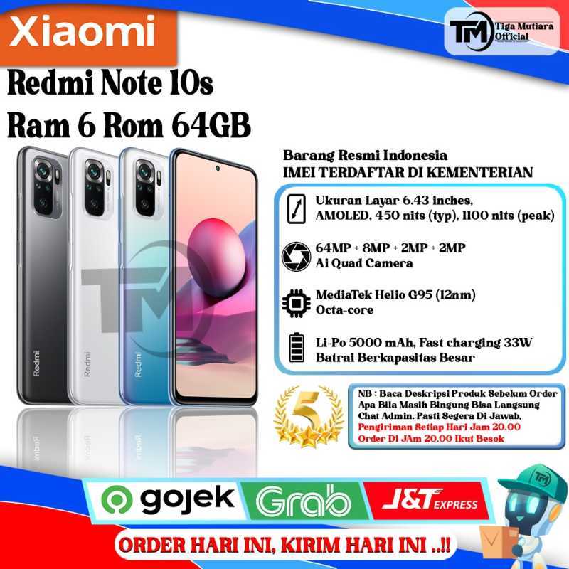 Jual Xiaomi Redmi Note 10s Ram 6 Rom 64GB Ex Pernah Pakai di Seller