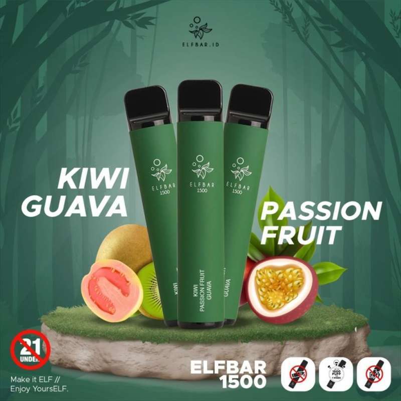 Jual Elf Bar 1500 Kiwi Passion Fruit Guava Disposable Pod by Elfbar di