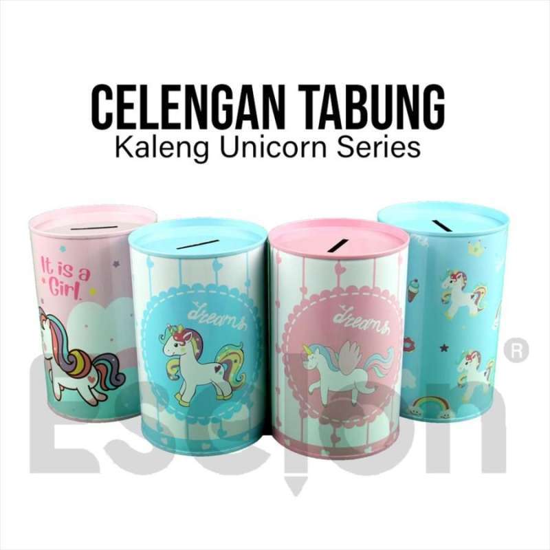 Jual Celengan Tabung FULL Kaleng Unicorn / celengan tabung FULL kaleng