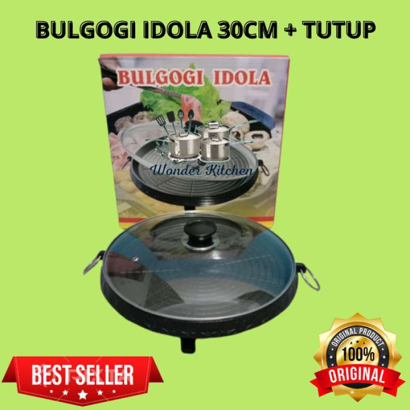 Jual Bulgogi Pan Grill Pan 30 Cm Plus Tutup Kaca Idola Tefflon Coating