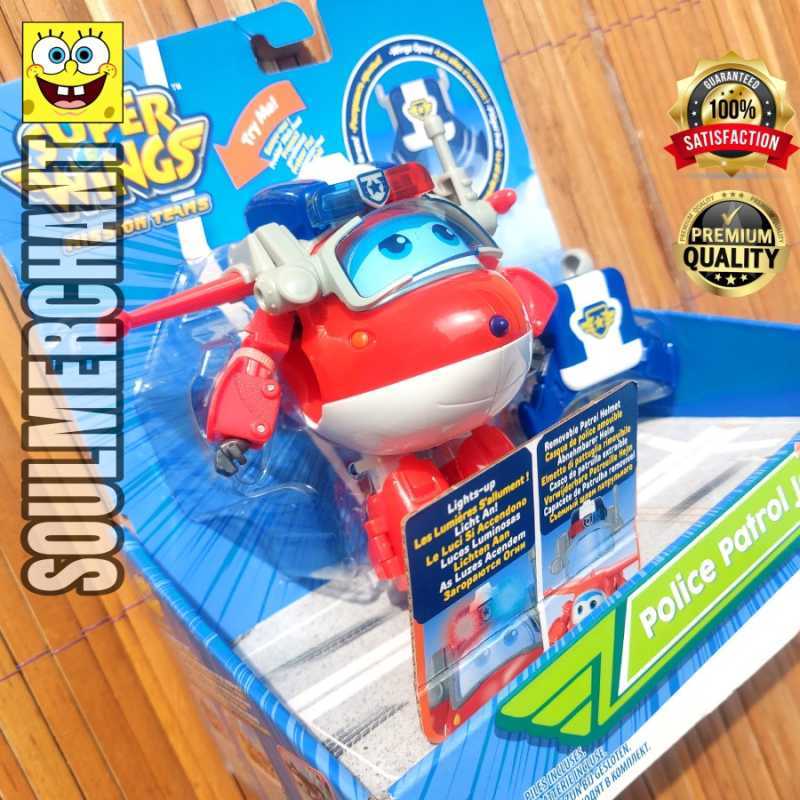 Giocattolo Super Wings Jett Polizia – Trasformazione Aereo/Robot, 13 Cm, Con Luci E Suoni, Per Bambini 3+ Anni