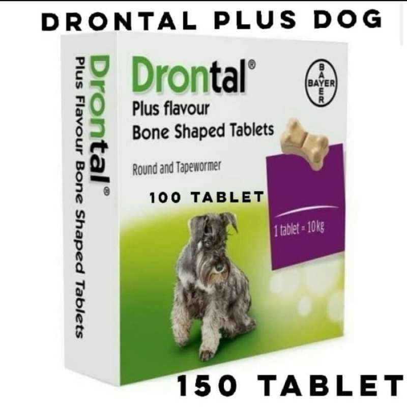 Jual Obat Cacing Anjing Drontal Dog Plus Flavour Bayer Dewormer 150tab