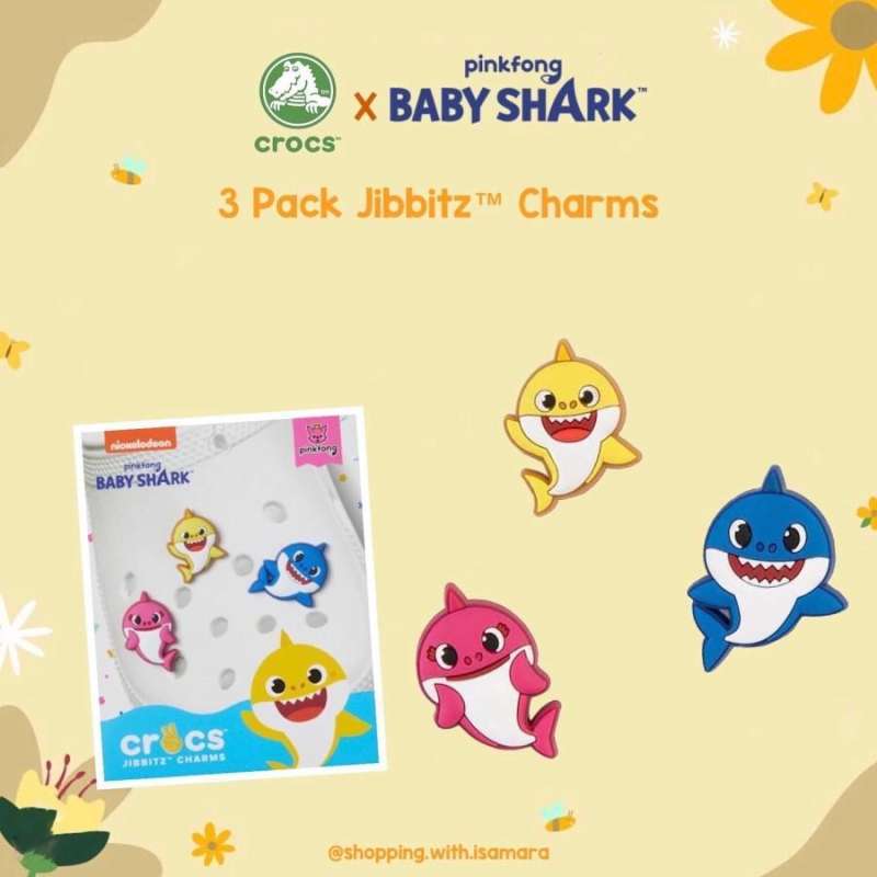 Jual Pinkfong Baby Shark 3 Pack Jibbitz Charms / Aksesoris Sandal Crocs