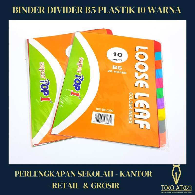 Jual Binder Divider / Pembatas Binder Ukuran B5 Merk Pop1 10 Warna di