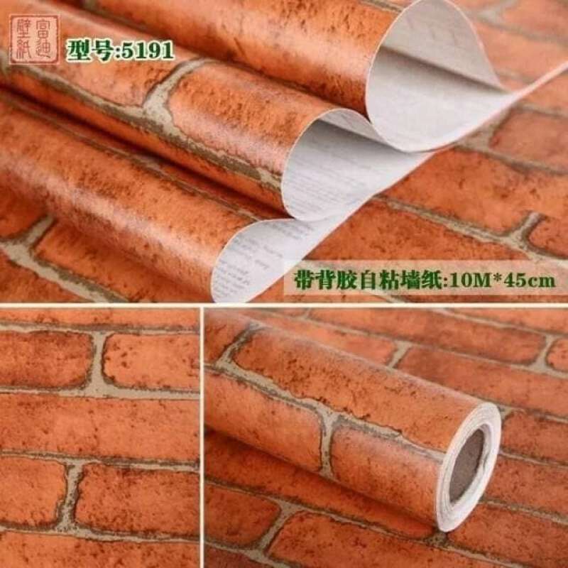 Promo Wallpaper Batu Sticker Dinding Batubata Orange Diskon 5 di