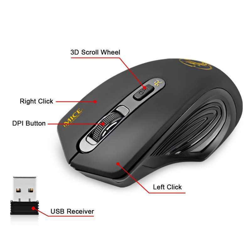 Jual Imice G1800 Ergonomic Mouse Wireless Gaming 2000 Dpi Silent Click ...