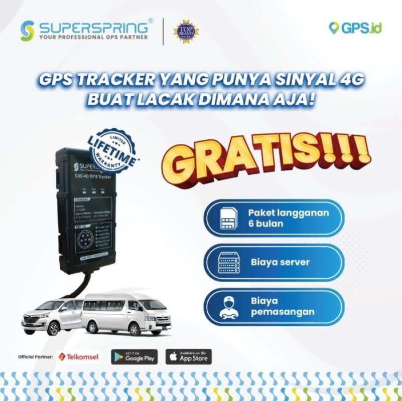 Jual GPS TRACKER PELACAK KENDARAAN SUPERSPRING C40 JARINGAN 4G (READY