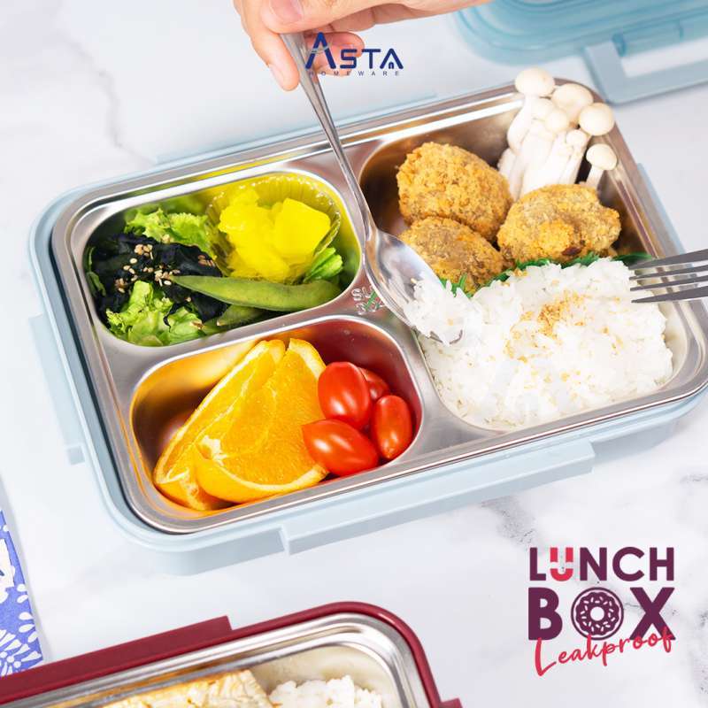 Promo Asta Homeware Lunch Box Set Stainless Steel 304 Sekat 3 Kotak ...