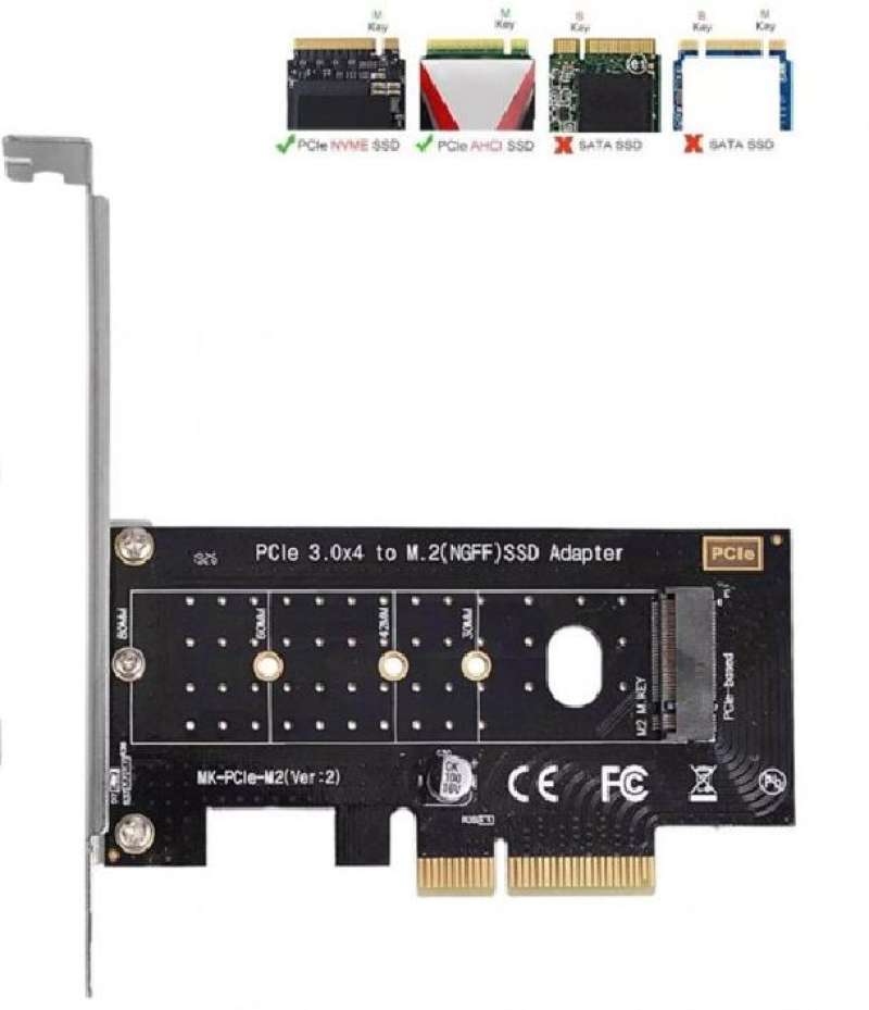 Jual nvme pcie adapter m key m 2 nvme ssd to pci e 3 0 x4 expansion