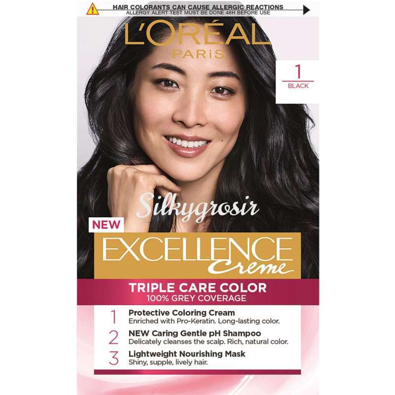 Jual Lâ€™Oreal Paris Excellence Creme    Triple Care Colour - 1 Black di