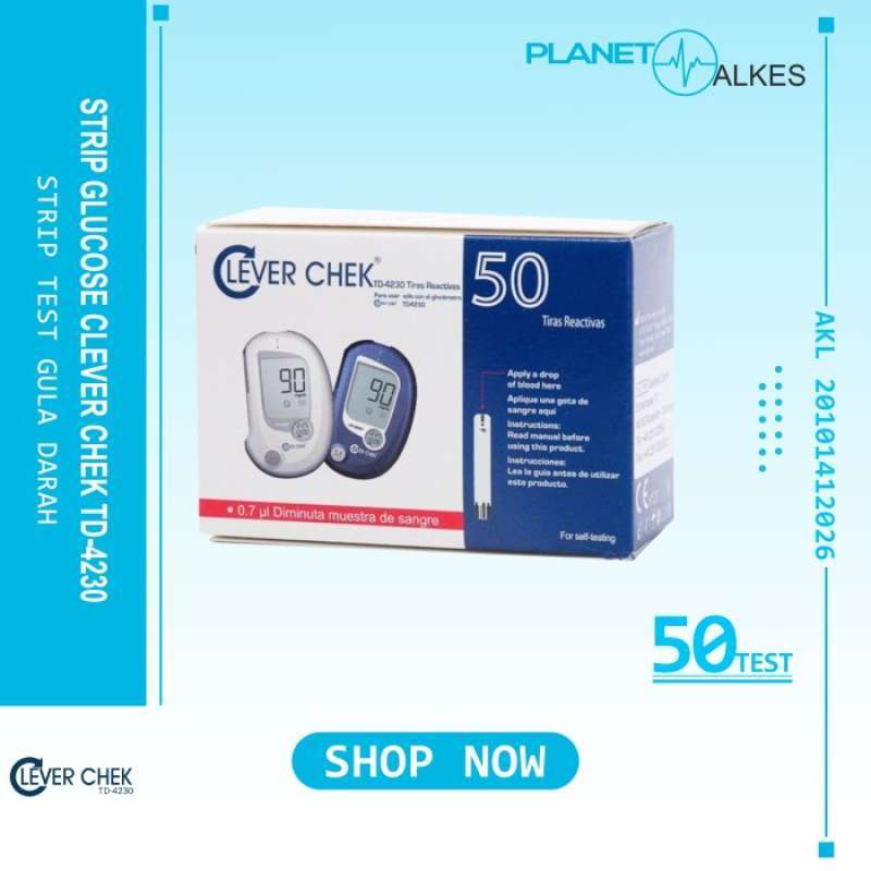 Jual Clever Chek Strip Cek Gula Darah Tube isi 50 Test CLEVER CHEK TD ...