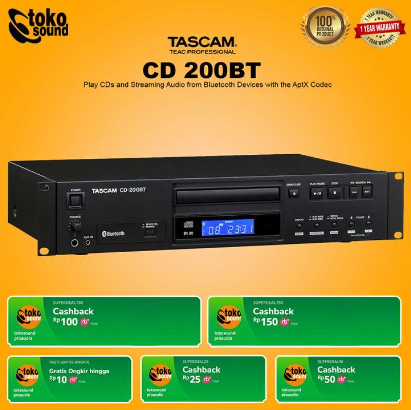 Jual Tascam CD200BT Professional CD Player with Bluetooth Receiver di