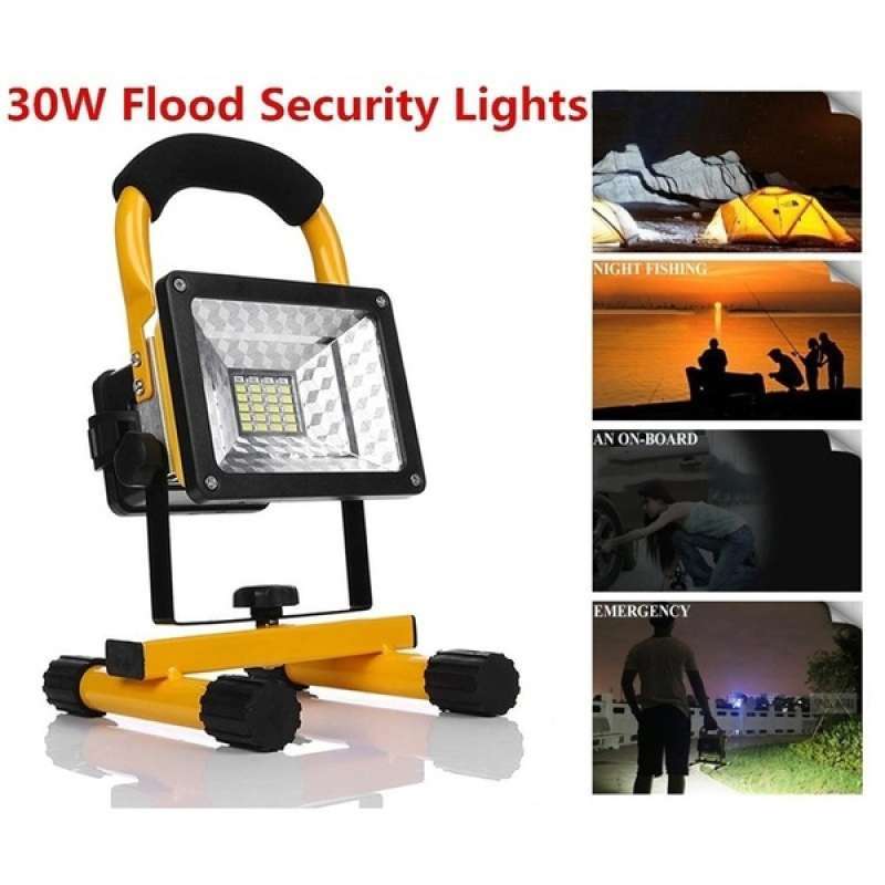Promo lampu sorot 30w portable baterai charger lampu led sorot flood