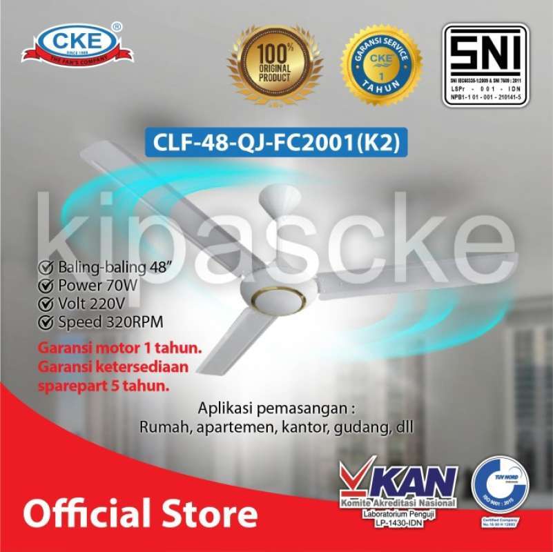 Jual Terbaik Ceiling Fan Cke 48 Inch Kipas Angin Gantung Plafon Rumah