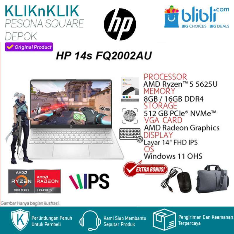Promo Laptop HP 14s FQ2002AU Ryzen 5 5625U 16GB 512GB SSD Backlight OHS ...