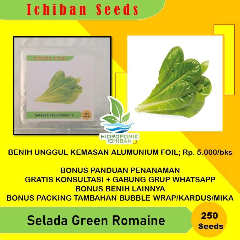 Jual Benih bibit biji SELADA GREEN ROMAINE kemasan alumunium foil