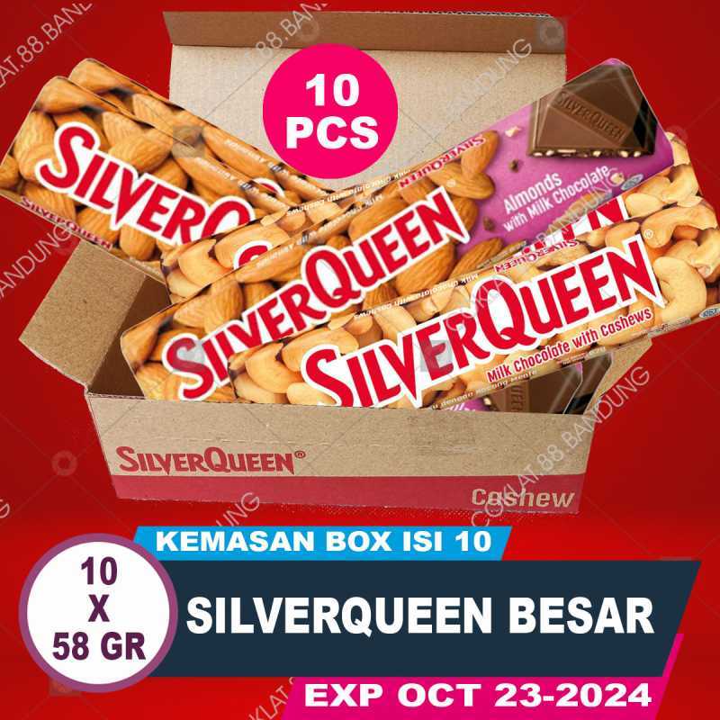 Jual Silverqueen 58gr Isi 10 Pcs 1 Box Cokelat Besar Cashew, Coklat