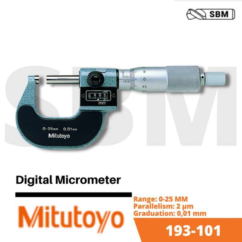 Promo MITUTOYO 193101 DIGIT OUTSIDE MICROMETER 025mm Diskon 23 di