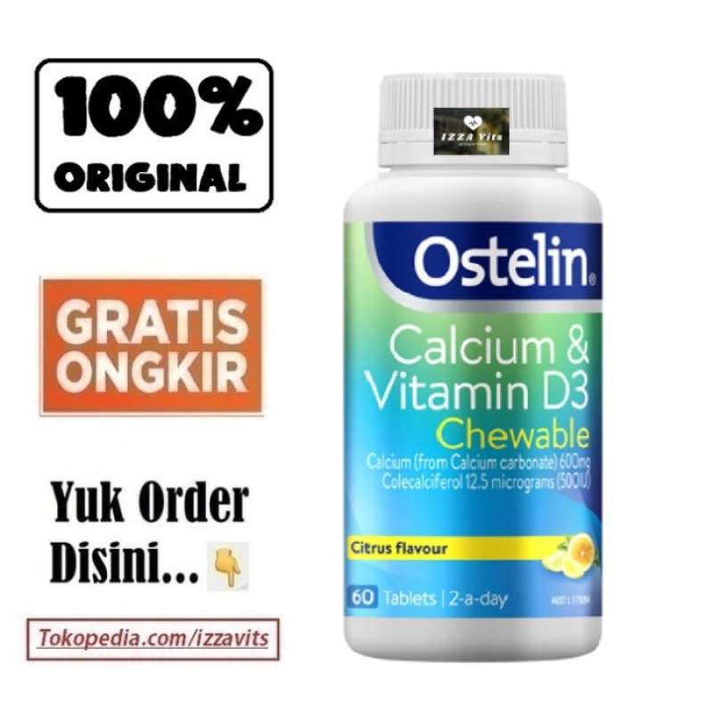 Promo Ostelin Calcium Vitamin D3 Chewable 60 Tablet Osteoporosis Tulang
