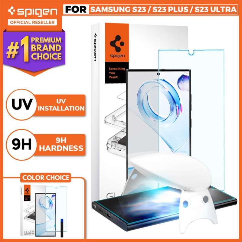 Jual Tempered Glass Uv Samsung Galaxy S23 Ultra 5g Spigen Platinum Tray