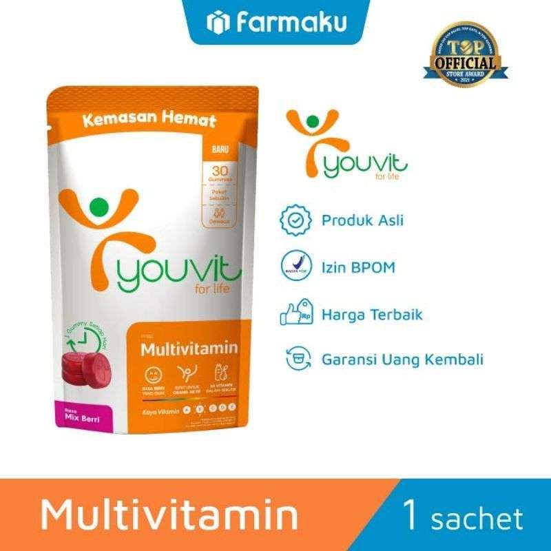 Promo Youvit Multivitamin Dewasa Gummy 30 Day Sachet Diskon 40% di ...