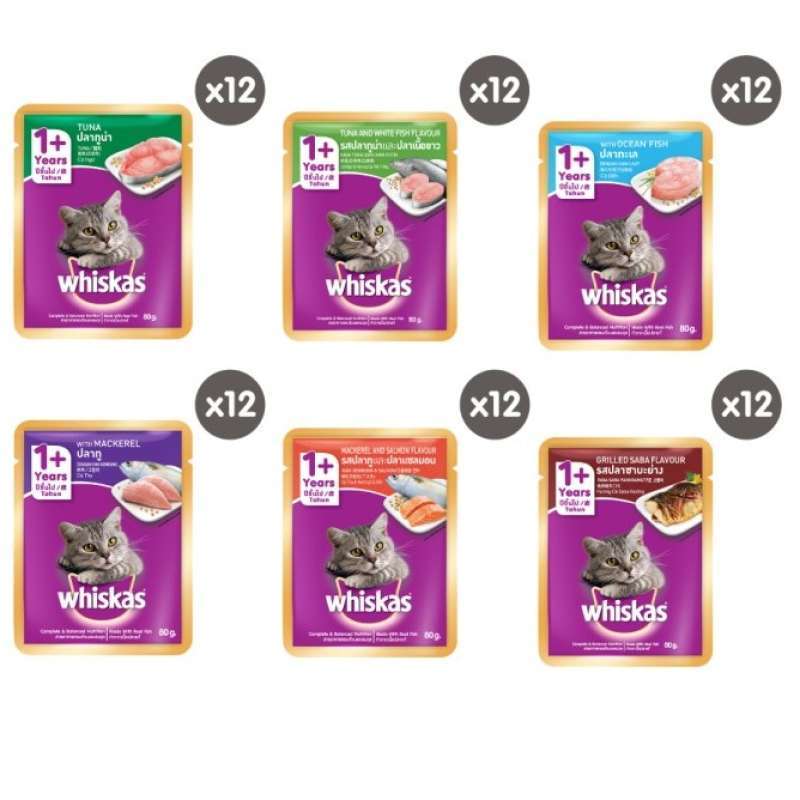 Jual Whiskas Adult 1+ Pouch 80 Gram 1 Box Isi 12 Makanan Basah