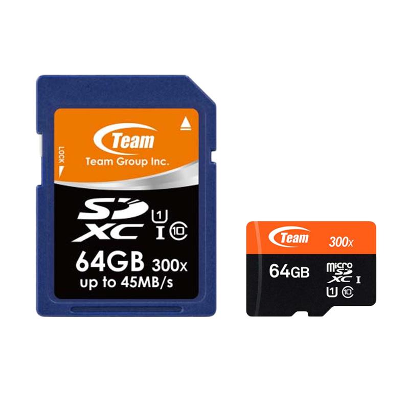 Jual Team Micro SD UHS-1 Memory Card - Orange Hitam [64 GB/45 MB] Online April 2021 | Blibli