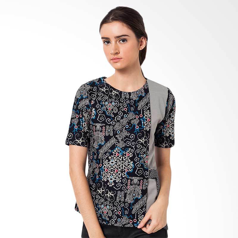 Jual Asana Kalimantan  Combi Top Baju  Batik  Wanita Black 