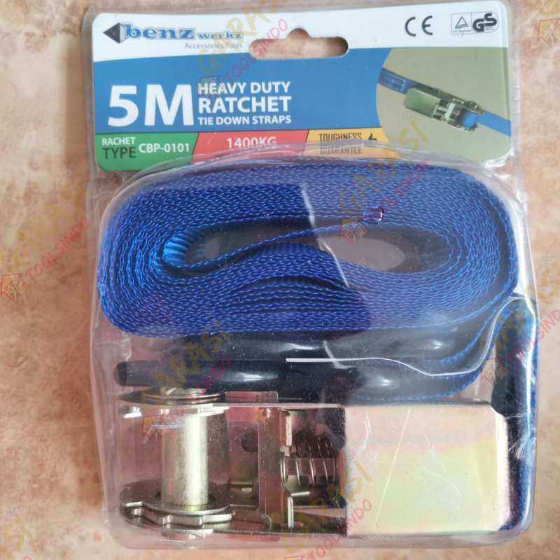 Promo tali ikat motor 5 meter BENZ HEAVY DUTY ratchet tie down akat ikat barang di motor Diskon