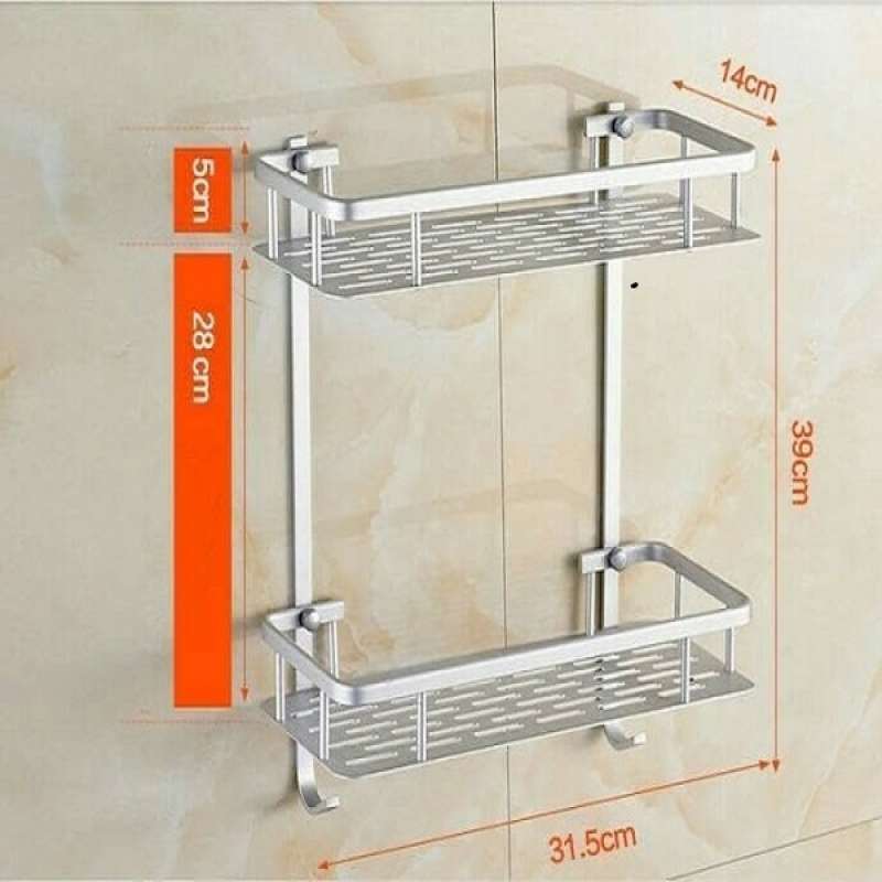Promo Rak Dinding Alumunium Serbaguna 2 Susun/rak Kamar Mandi/bathroom Rack Diskon 30 Di Seller