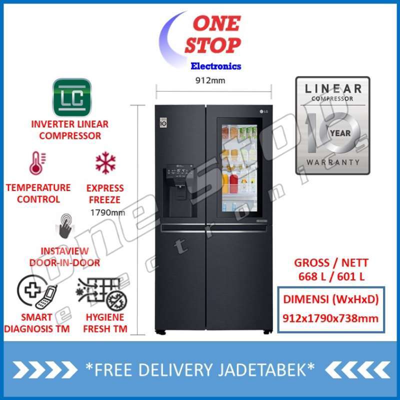 Jual [GARANSI RESMI] LG GCX247CQAV Kulkas Side by Side InstaView Door