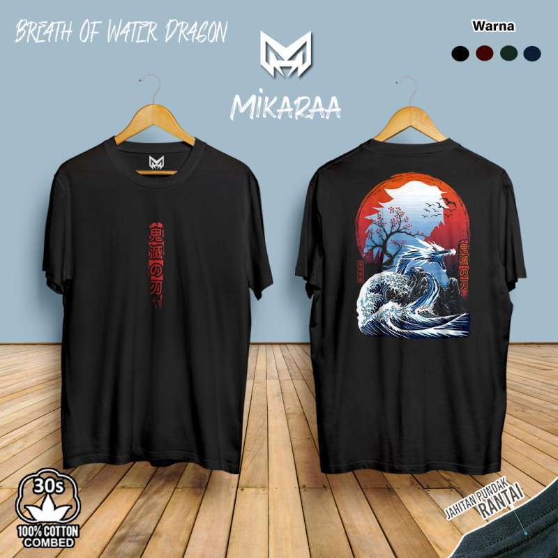 Jual KAOS BAJU DEMON SLAYER BREATH OF WATER DRAGON S HITAM Di Seller 