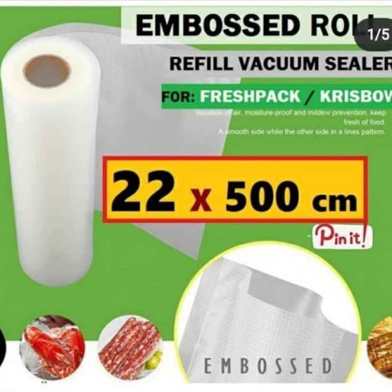 Promo Plastik vacuum roll embossed 22x500cm vakum sealer vacuum refill . Diskon 24 di Seller