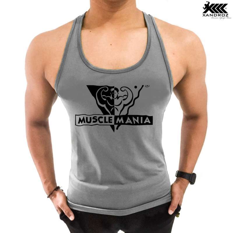Jual Singlet Fitness MUSCLE M4NIA Gym Lycra Bodyfit Pria Xandroz di