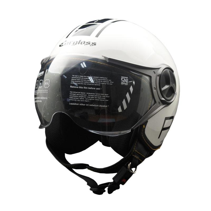 Promo Cargloss YR HC Protect Fitur Kacamata Helm Half Face - Sp Whity