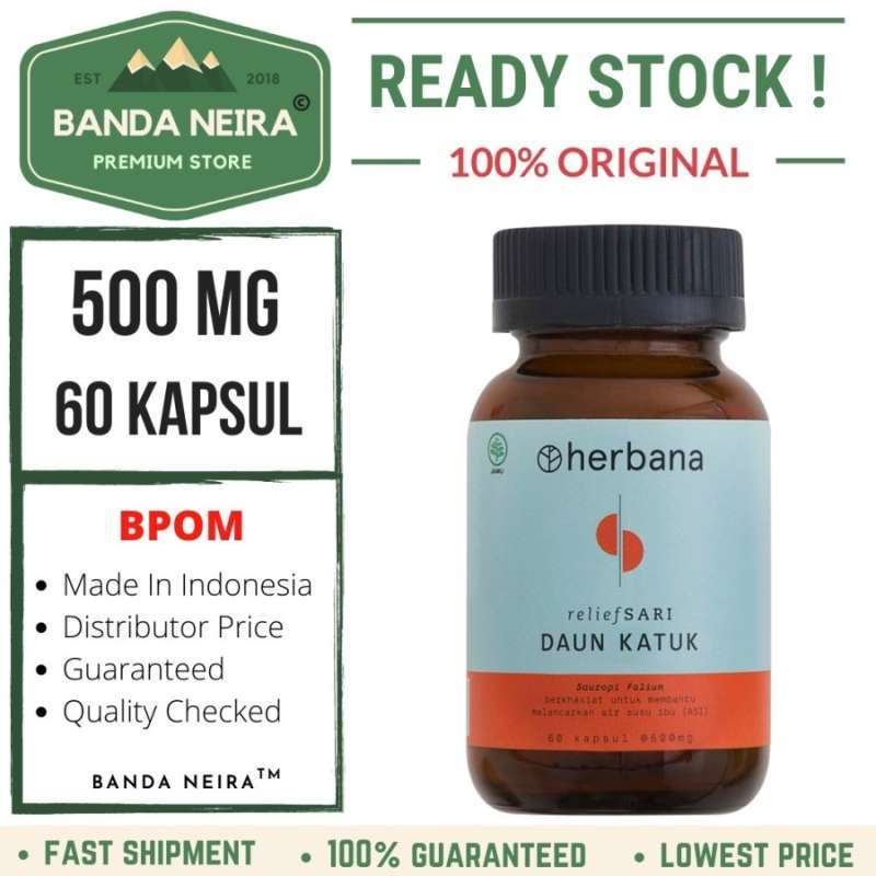 Jual Herbana Daun Katuk 60 Kapsul 500 Mg di Seller Banda Neira Official