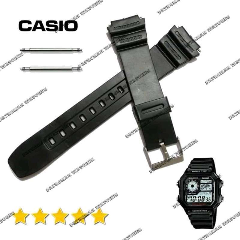 Jual STRAP TALI JAM CASIO AE-1200 AE1200 AE 1200 RUBBER STRAP HITAM OEM ...