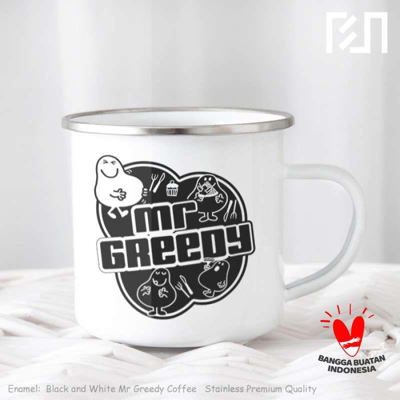 Promo Gelas Kaleng Jadul Desain Black and White Mr Greedy Coffee Diskon ...