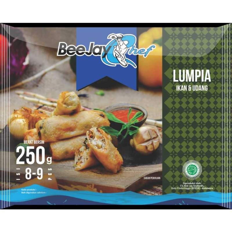 Jual Lumpia Ikan & Udang Beejay Seafood Makanan Beku Frozen Food 250gr