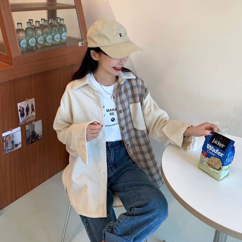 wanita merah kotak kotak gaya korea gaun pencetakan kotak kotak lengan panjang panjang rok wanita fashion kasual a line gaun longgar 2019 baru