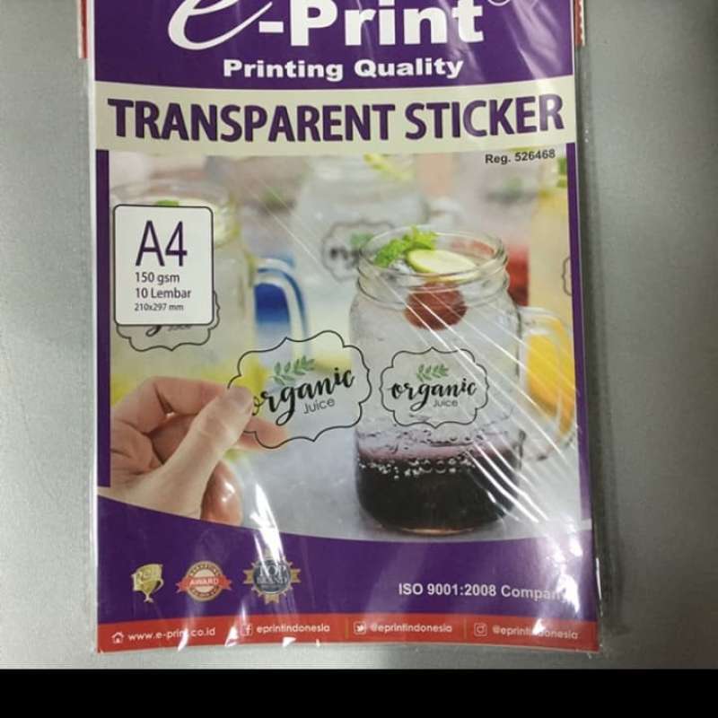 Jual Kertas Sticker Transparan EPrint Transparent Sticker Paper [10 Sheets/ 150 gsm] di Seller