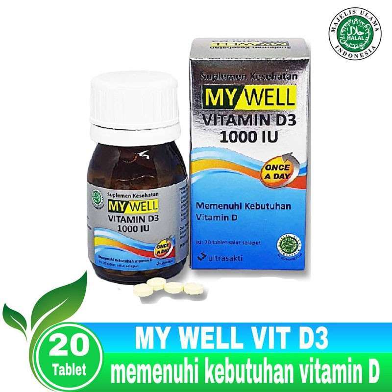 Jual Mywell Vitamin D3 1000 IU untuk Daya Tahan Tubuh 20 Tablet di